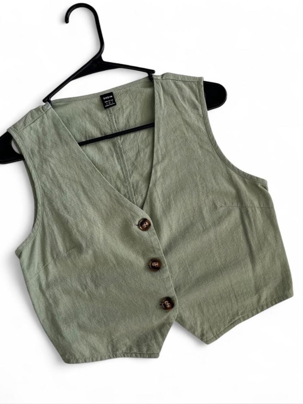 Green Button-Front Vest